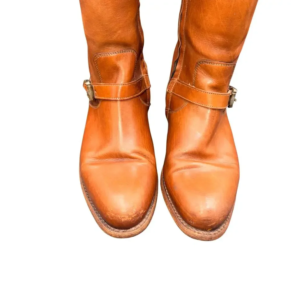 Frye Melissa Button 2 Tall Boots Cognac Leather Riding Boots 7M